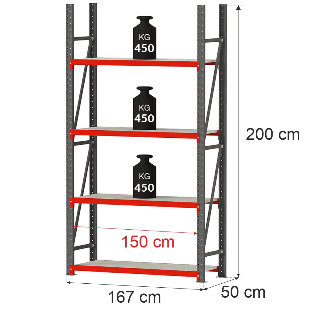 Storage shelf FORTIS LIGHT 200x167x50 base module 1800kg