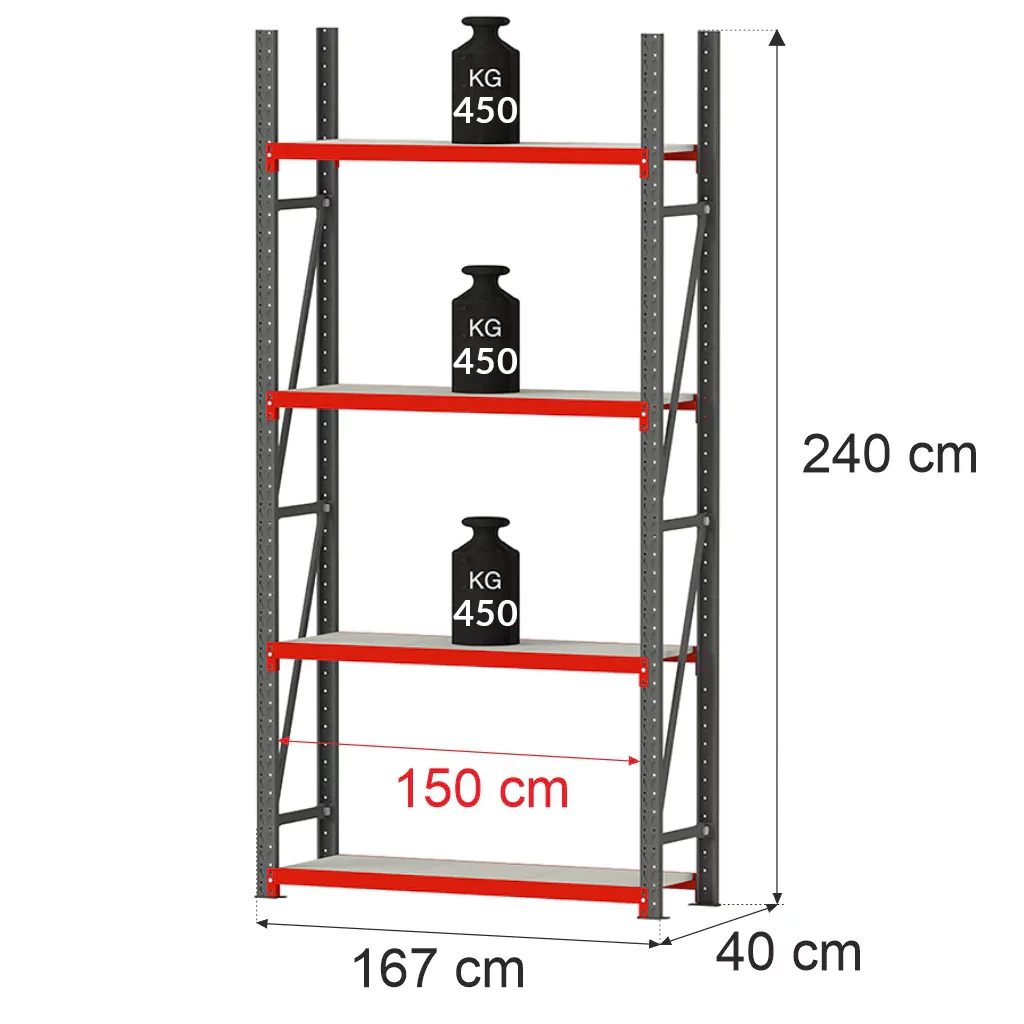 Storage shelf FORTIS LIGHT 240x167x40 base module 1800kg