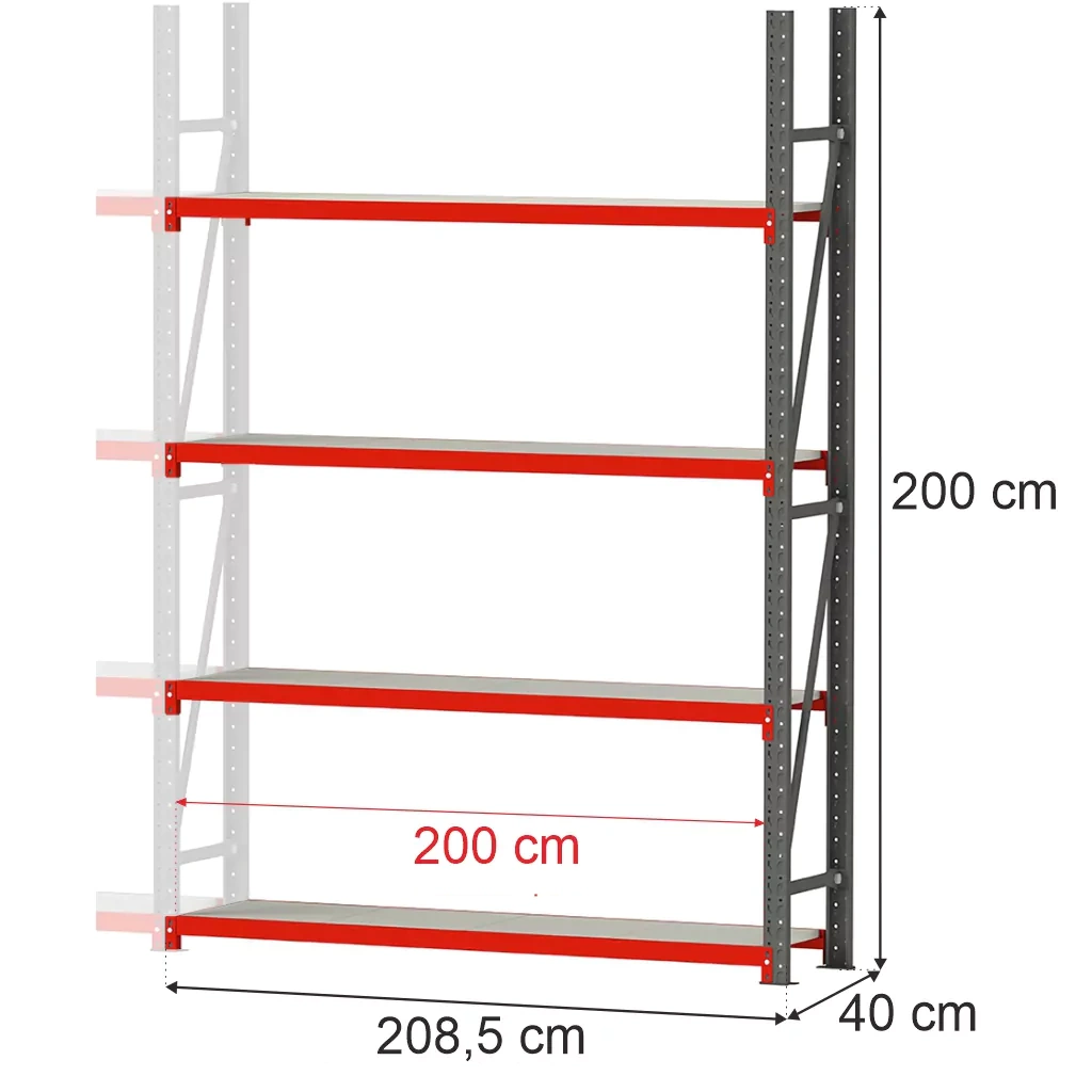 Sandėliavimo lentynos FORTIS LIGHT 200x217x40 papildomas modulis 1400kg
