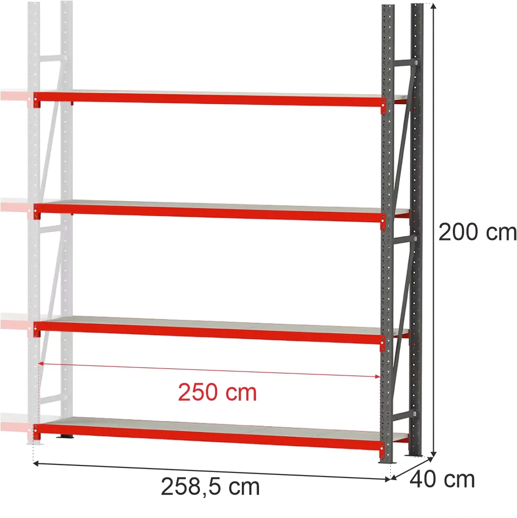 Sandėliavimo lentynos FORTIS LIGHT 200x267x40 papildomas modulis 1000kg