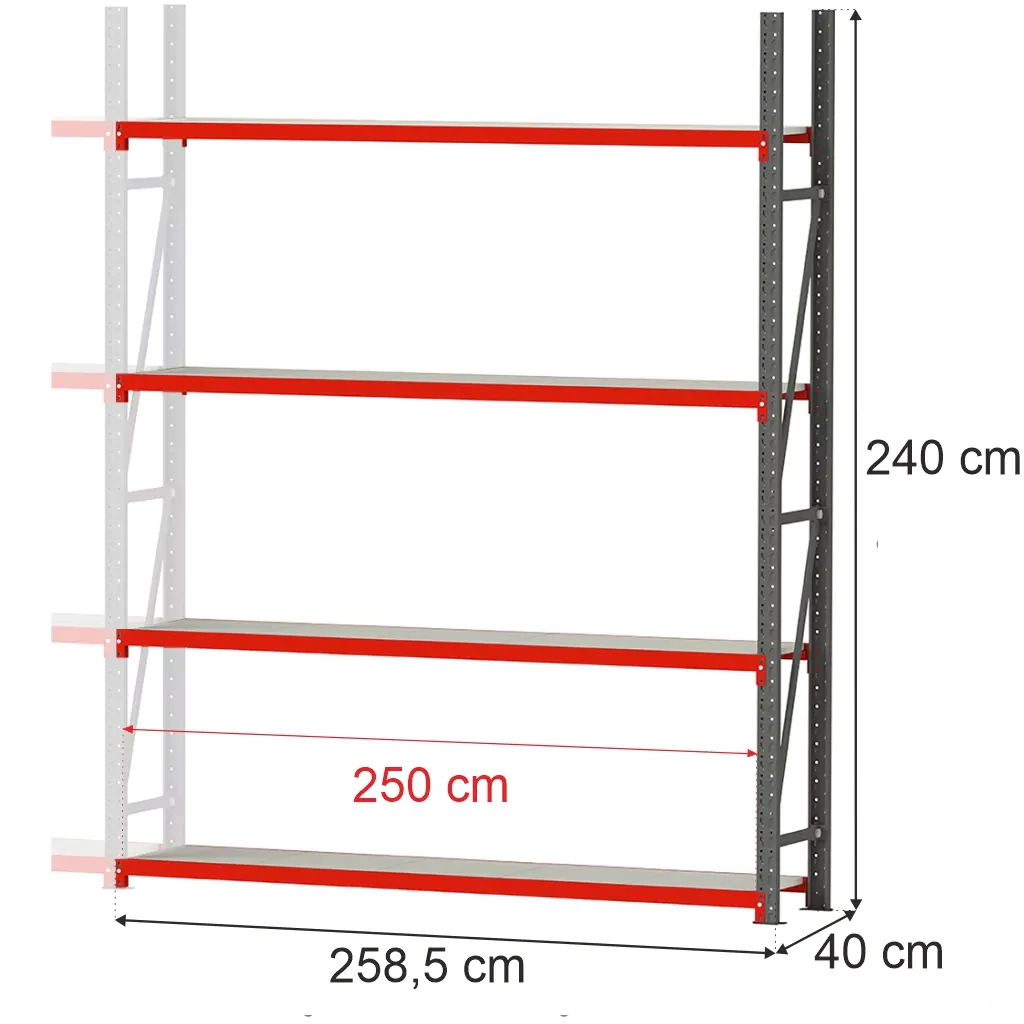 Sandėliavimo lentynos FORTIS LIGHT 240x267x40 papildomas modulis 1000kg