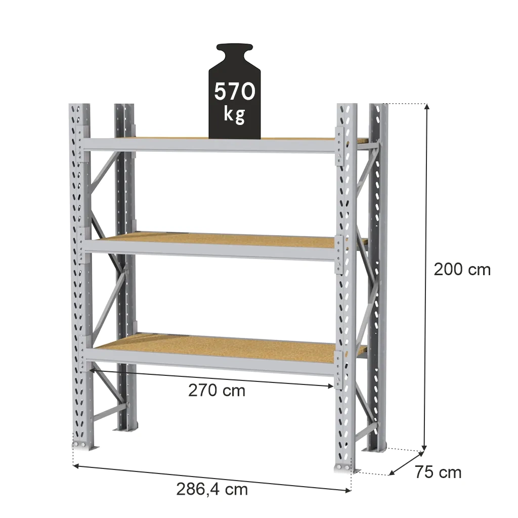 Storage shelves MAGO HX 200x286x75cm base module 1710kg