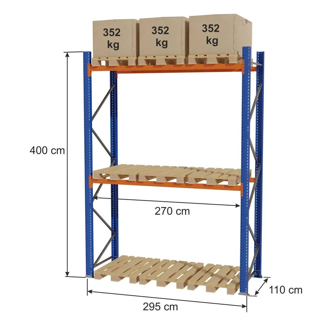 Sandėliavimo stelažas STOW 400x295x110cm bazinis modulis 2112kg
