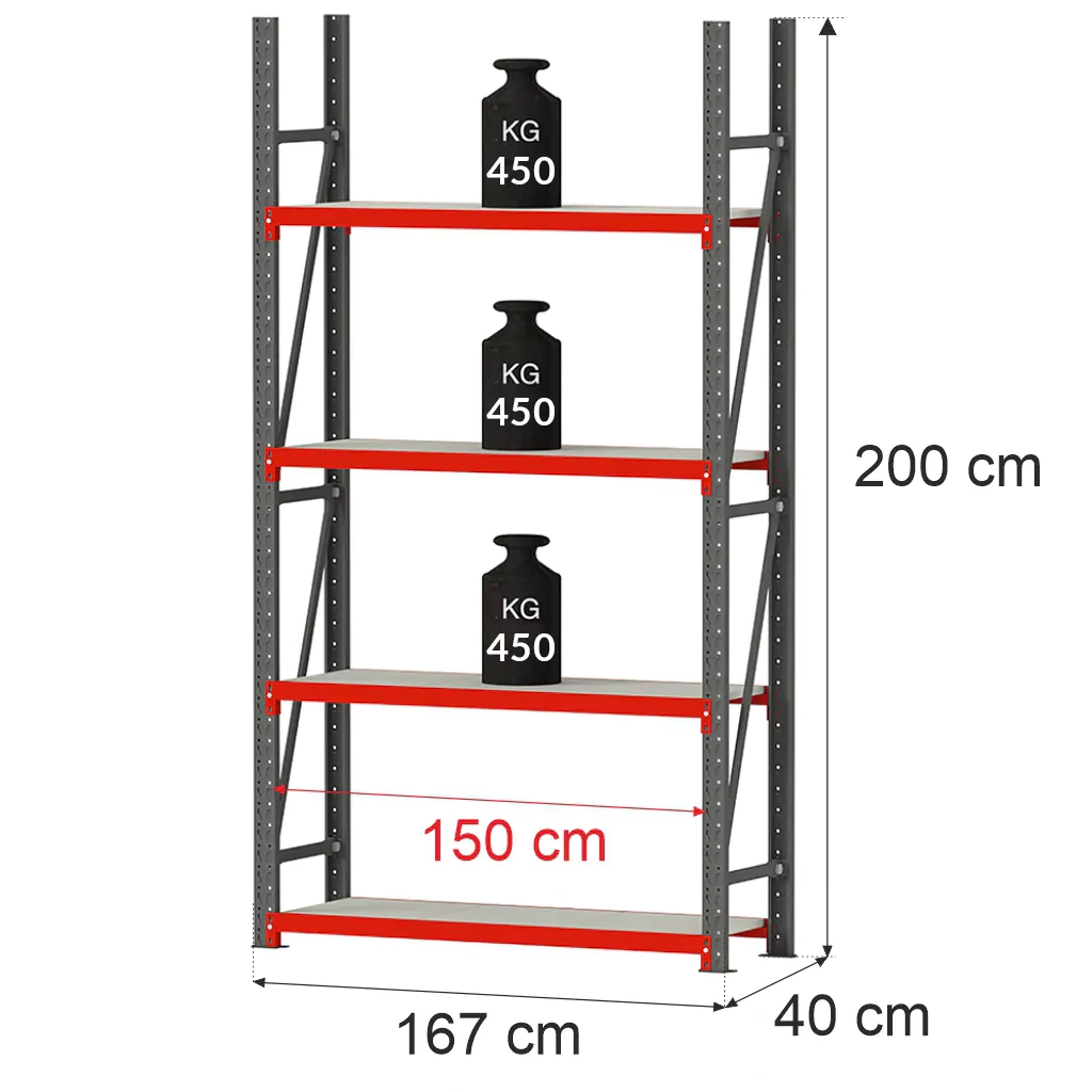 Storage shelf FORTIS LIGHT 200x167x40 base module 1800kg