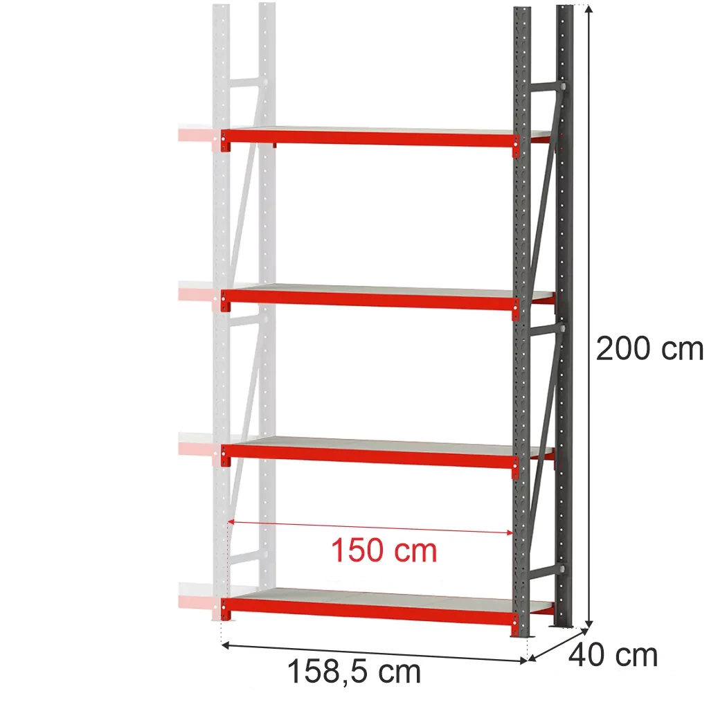 Sandėliavimo lentynos FORTIS LIGHT 200x167x40 papildomas modulis 1800kg
