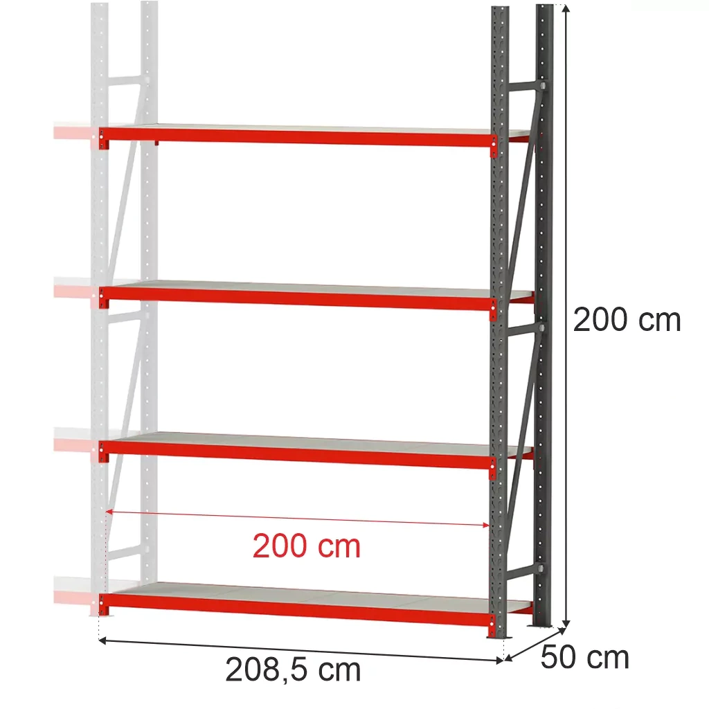 Sandėliavimo lentynos FORTIS LIGHT 200x217x50 papildomas modulis 1400kg