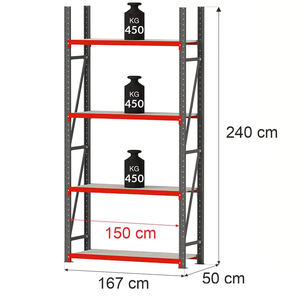 Storage shelf FORTIS LIGHT 240x167x50 base module 1800kg