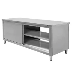 Stainless steel central table 200x70x85cm