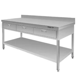Stainless steel table with drawers 150x60x85cm